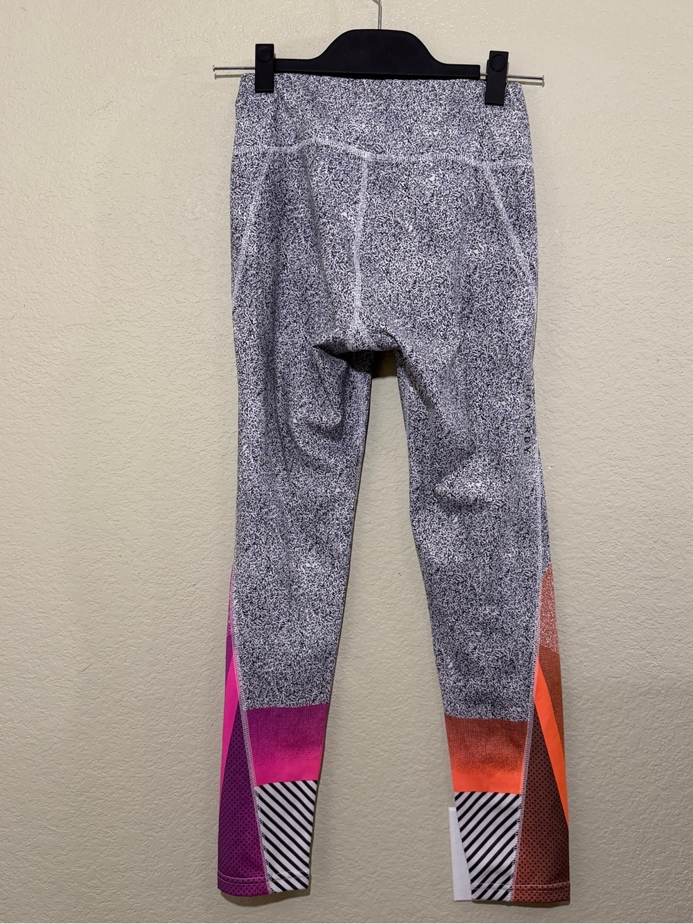 adidas Gray Leggings with Pink and Orange Colorblock Hem - Picture 2 of 8